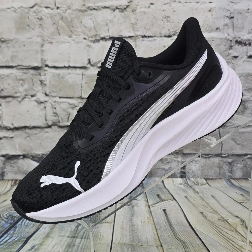 Puma Pounce Lite Running Shoes Mens 9.5 Black White Silver 310778-01 Athletic